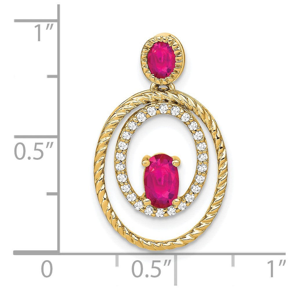 14k Ruby and Diamond Oval Pendant (2 grams)