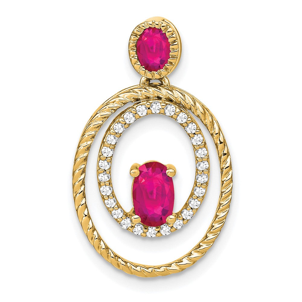 14k Ruby and Diamond Oval Pendant (2 grams)