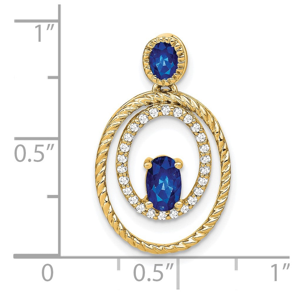 14k Sapphire and Diamond Oval Pendant (2 grams)
