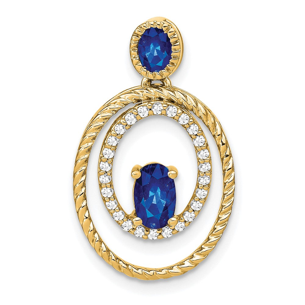 14k Sapphire and Diamond Oval Pendant (2 grams)