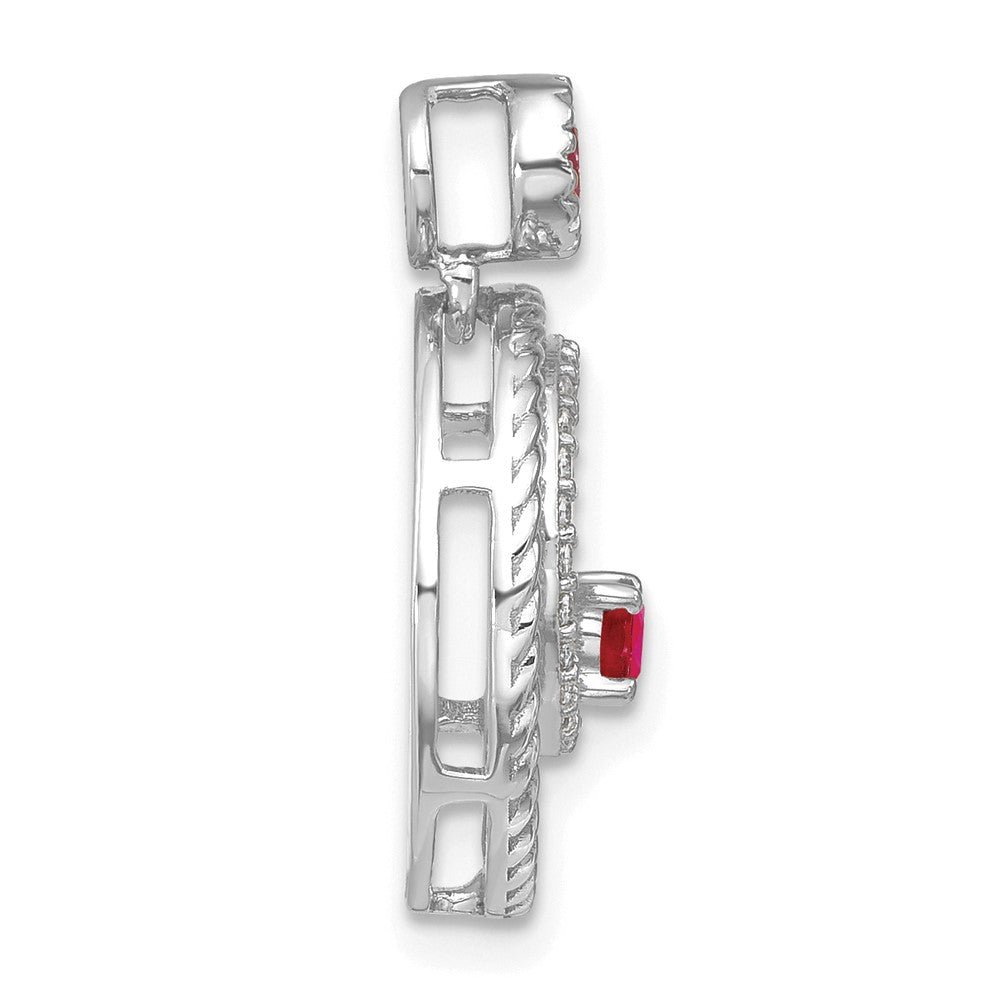 14k White Gold Ruby and Diamond Circles Pendant (1.9 grams)
