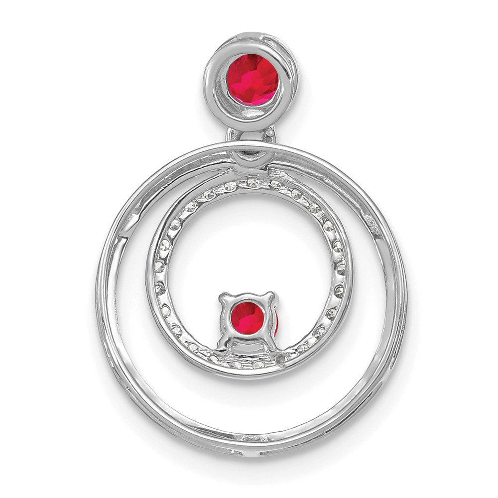 14k White Gold Ruby and Diamond Circles Pendant (1.9 grams)
