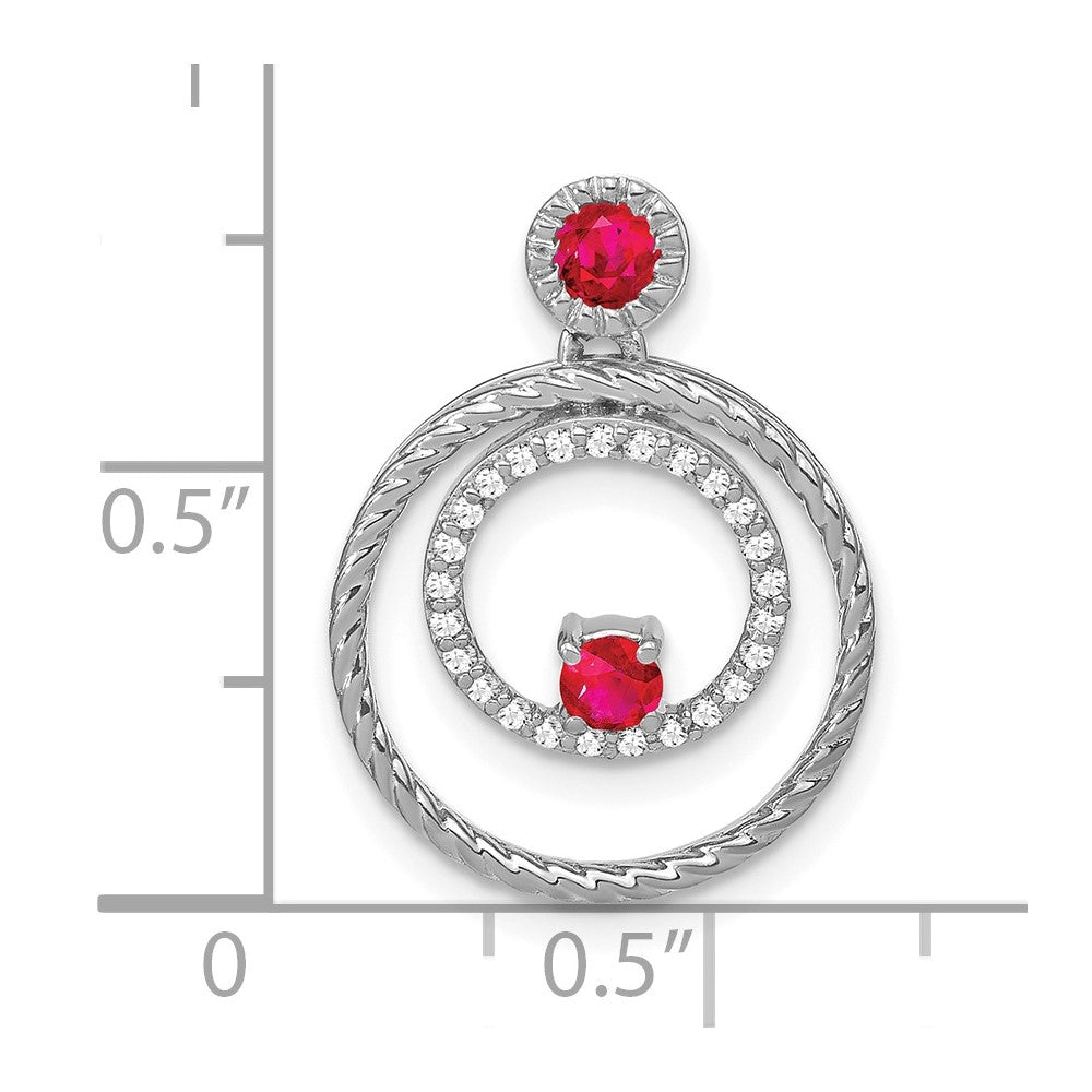 14k White Gold Ruby and Diamond Circles Pendant (1.9 grams)