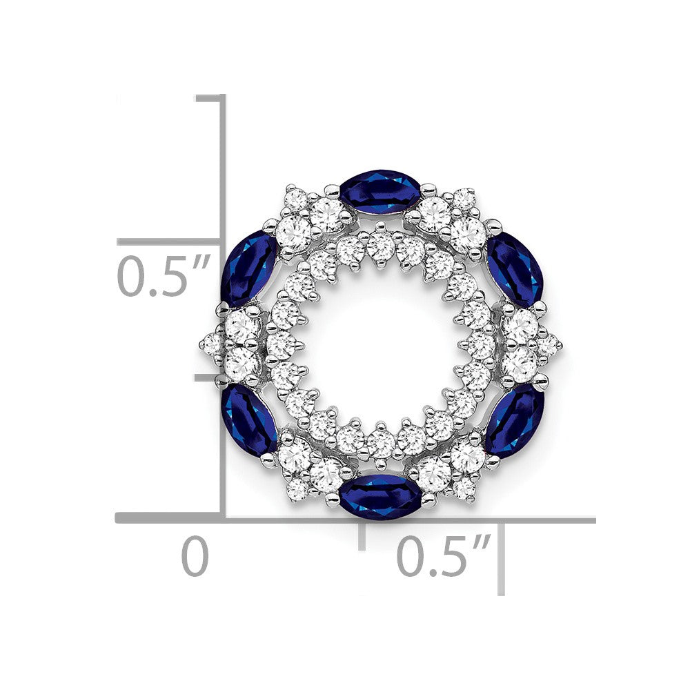 14k White Gold Sapphire and Diamond Circle Chain Slide (1.65 grams)