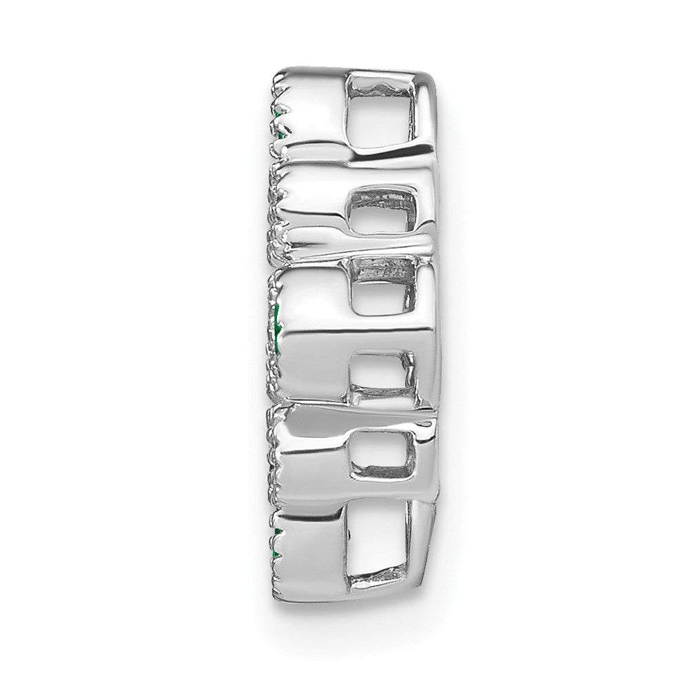 14k White Gold Emerald and Diamond Chain Slide (1.8 grams)