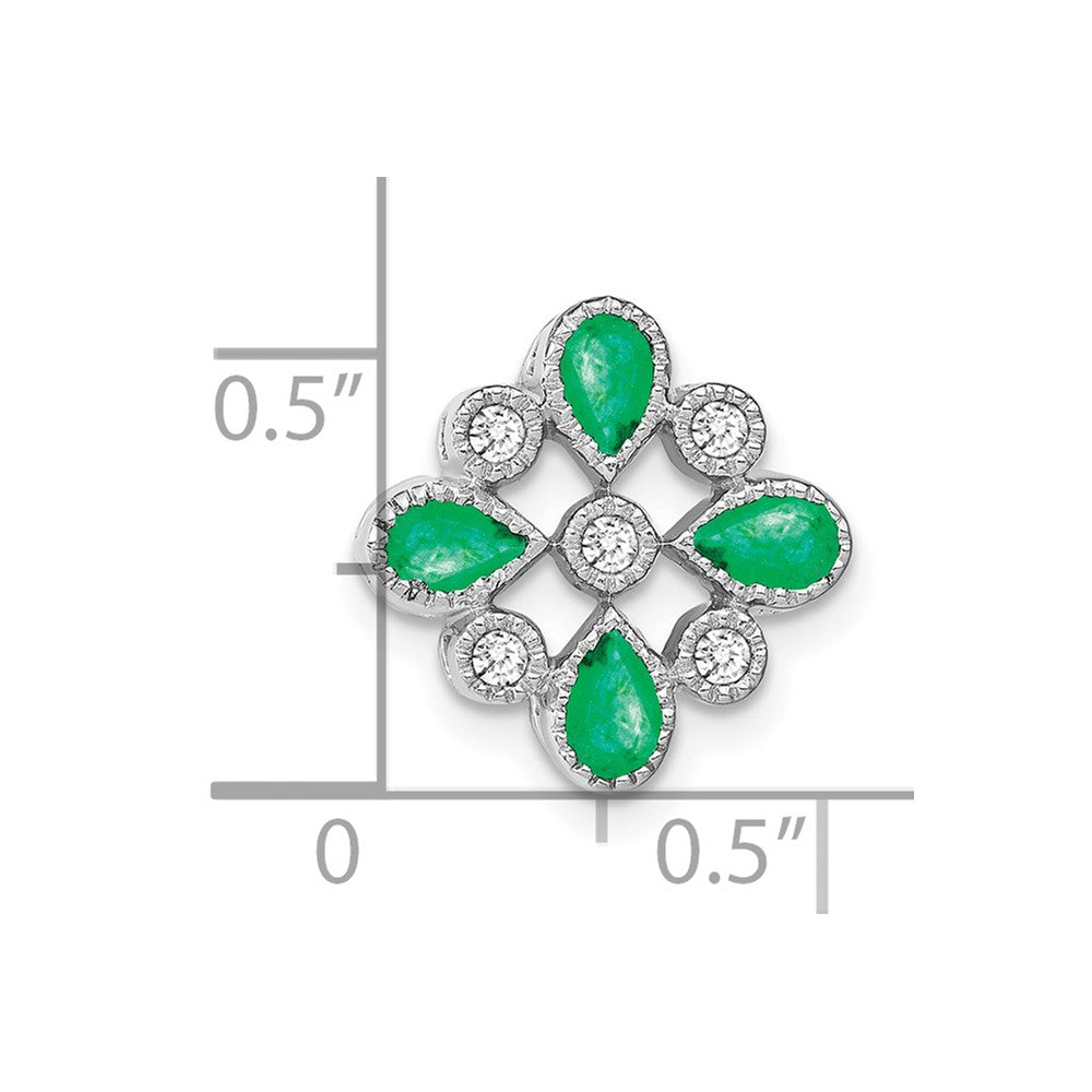 14k White Gold Emerald and Diamond Chain Slide (1.8 grams)