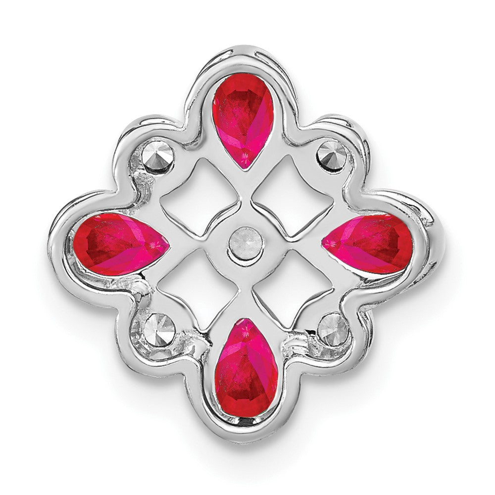 14k White Gold Ruby and Diamond Chain Slide (1.8 grams)