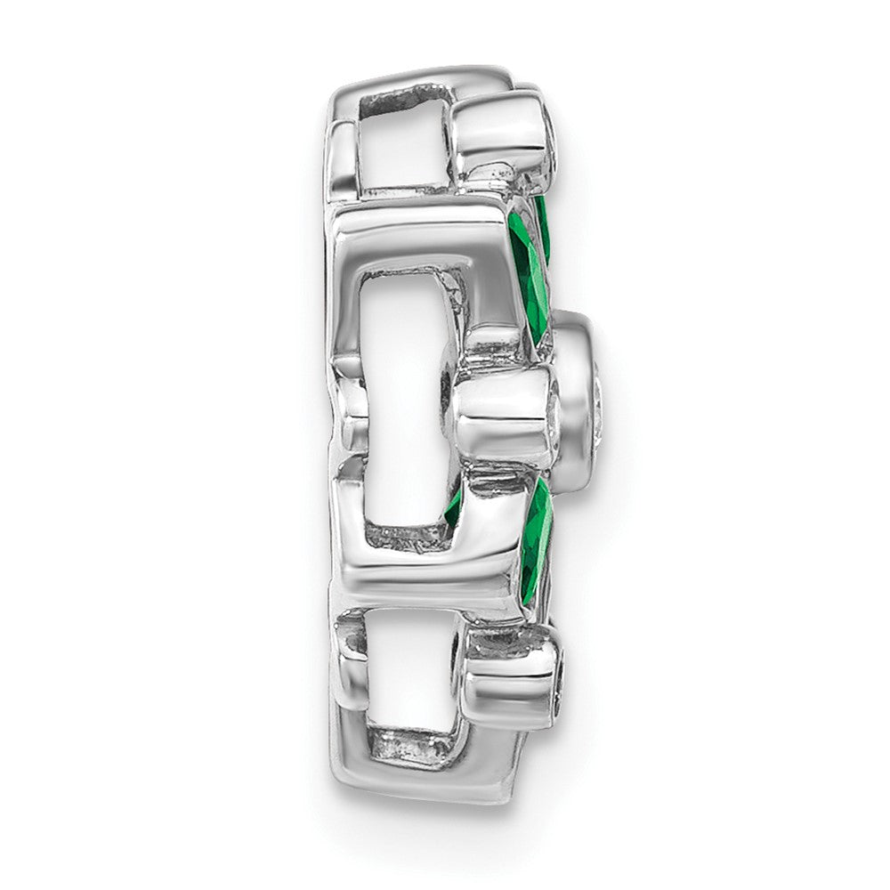 14k White Gold Emerald and Diamond Chain Slide (2.05 grams)