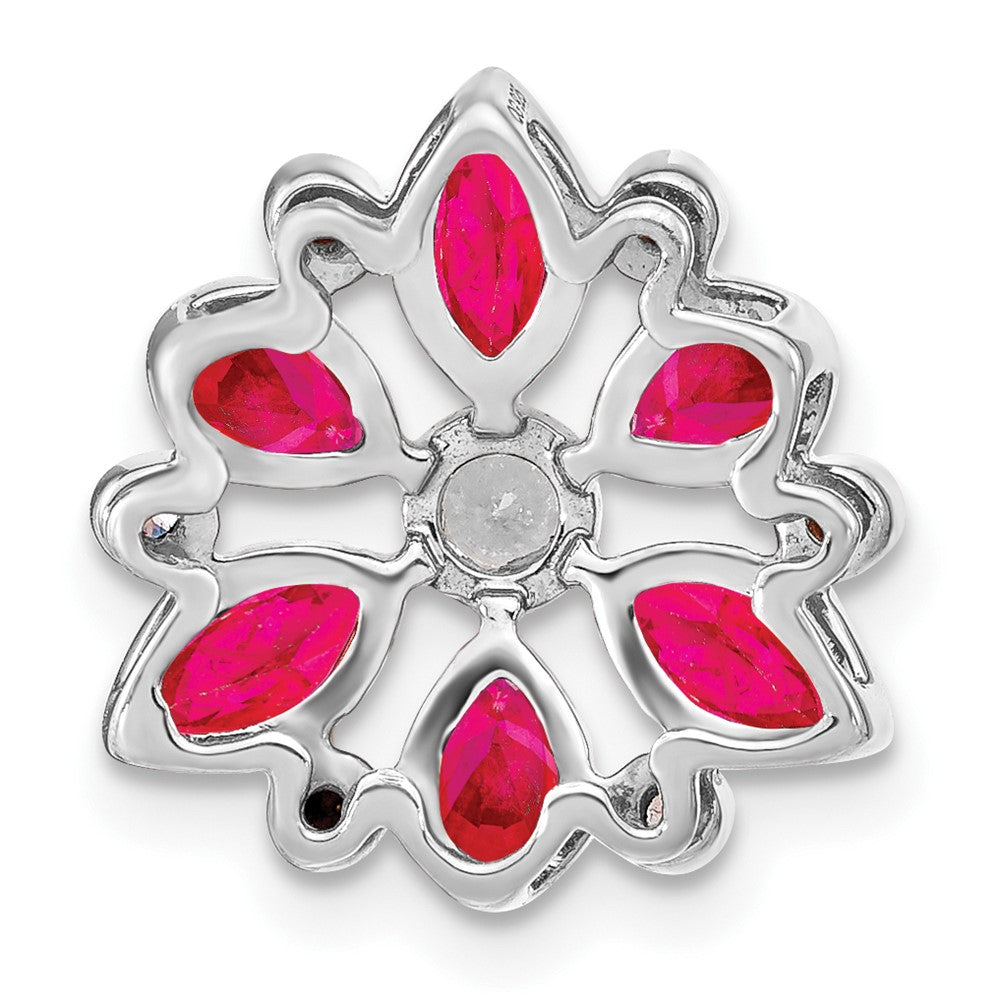 14k White Gold Ruby and Diamond Chain Slide (2.05 grams)