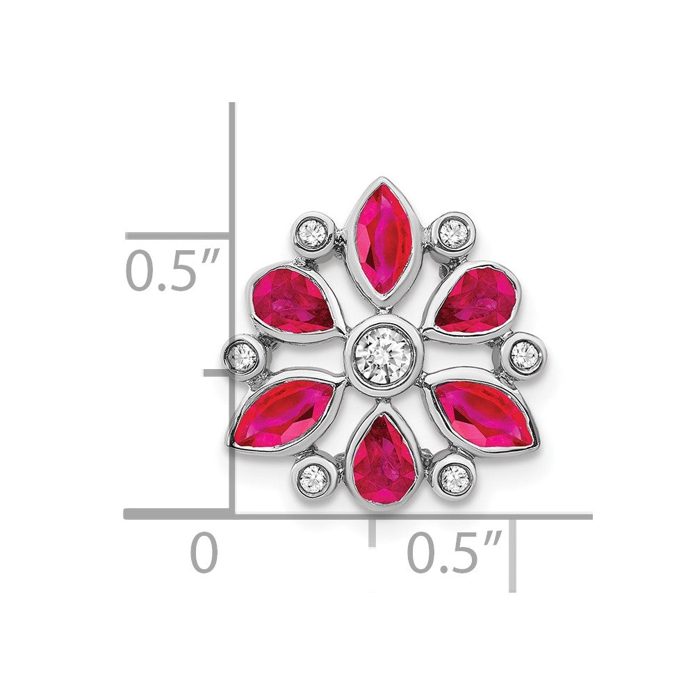 14k White Gold Ruby and Diamond Chain Slide (2.05 grams)