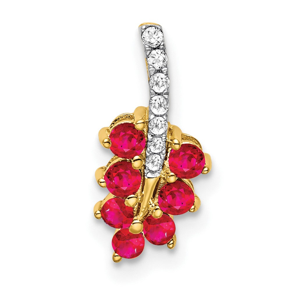 14k Ruby and Diamond Leaf Pendant (0.5 grams)
