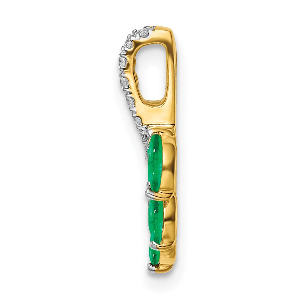14k Emerald and Diamond Leaf Chain Slide (0.6 grams)