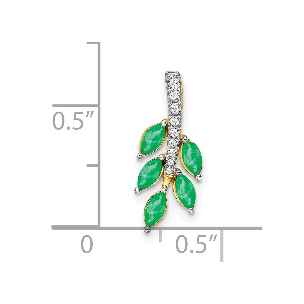 14k Emerald and Diamond Leaf Chain Slide (0.6 grams)