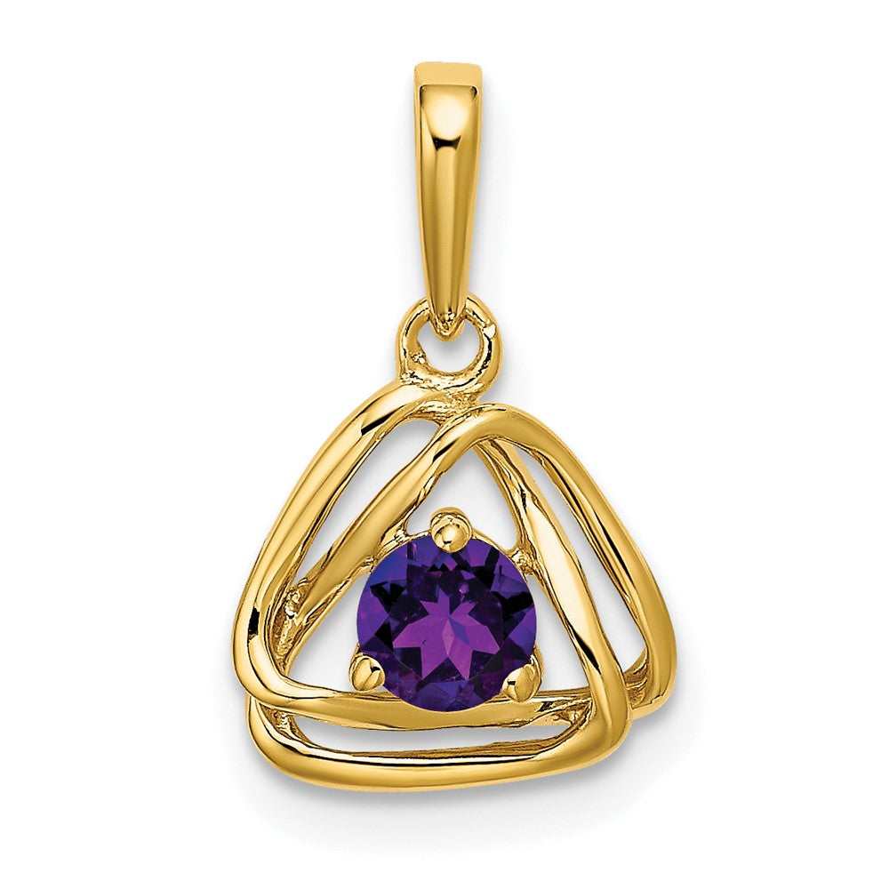 14k Amethyst Triangle Pendant (0.95 grams)