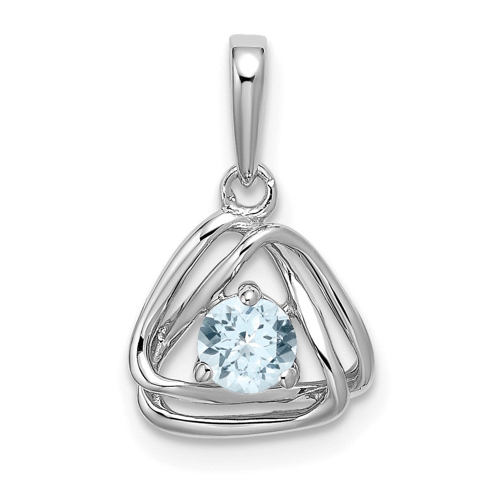 14k White Gold Aquamarine Triangle Pendant (0.95 grams)