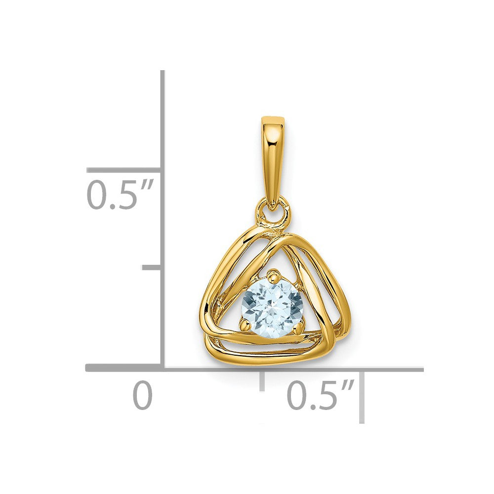 14k Aquamarine Triangle Pendant (0.95 grams)