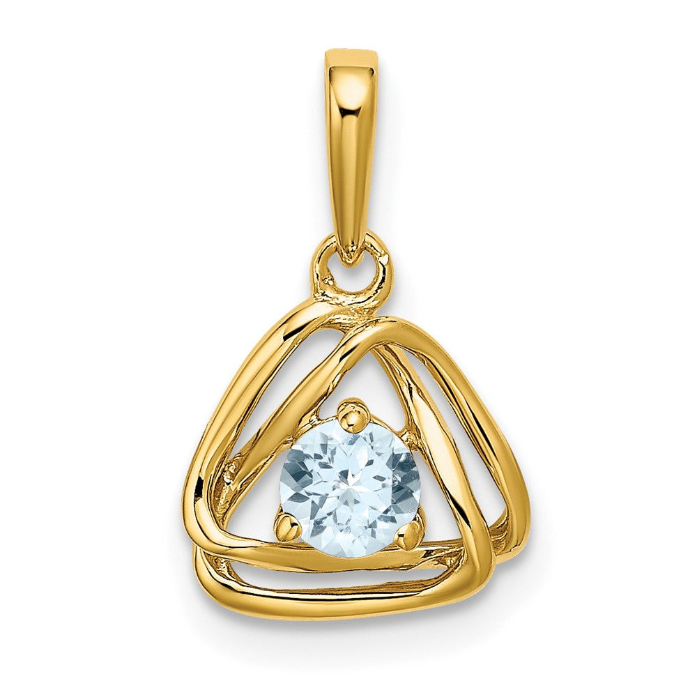 14k Aquamarine Triangle Pendant (0.95 grams)