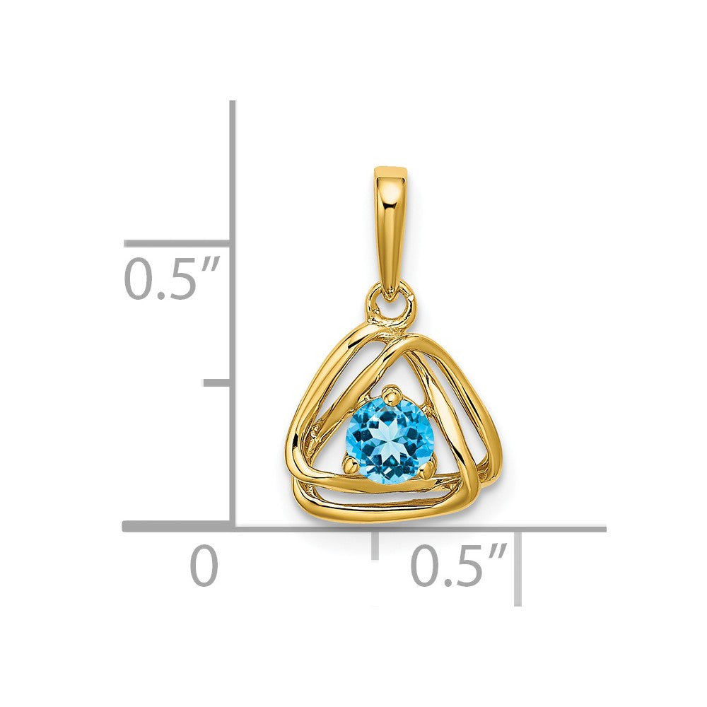 14k Blue Topaz Triangle Pendant (0.95 grams)