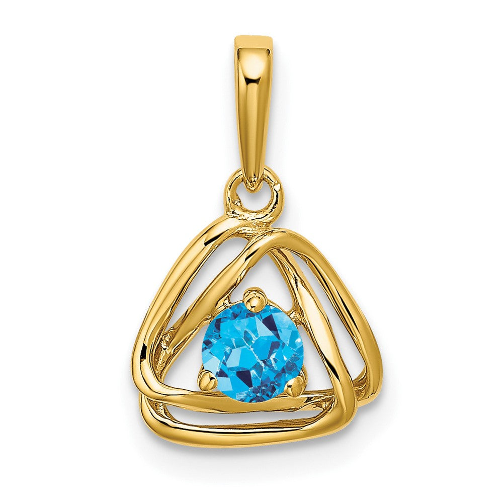 14k Blue Topaz Triangle Pendant (0.95 grams)