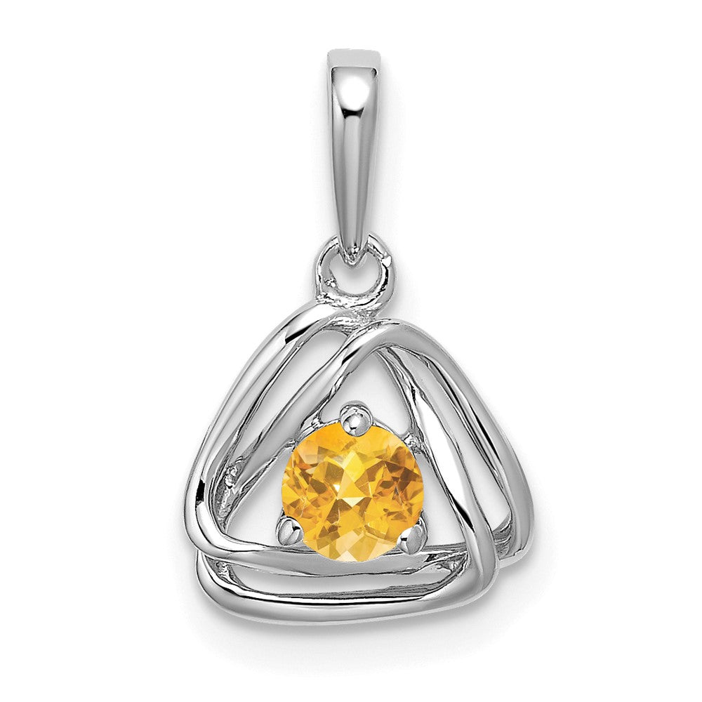 14k White Gold Citrine Triangle Pendant (0.95 grams)