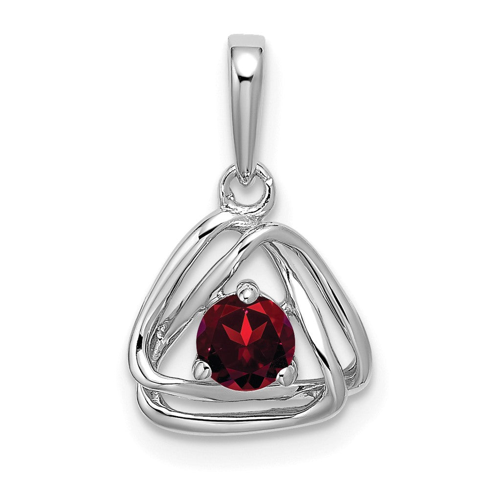14k White Gold Garnet Triangle Pendant (0.95 grams)