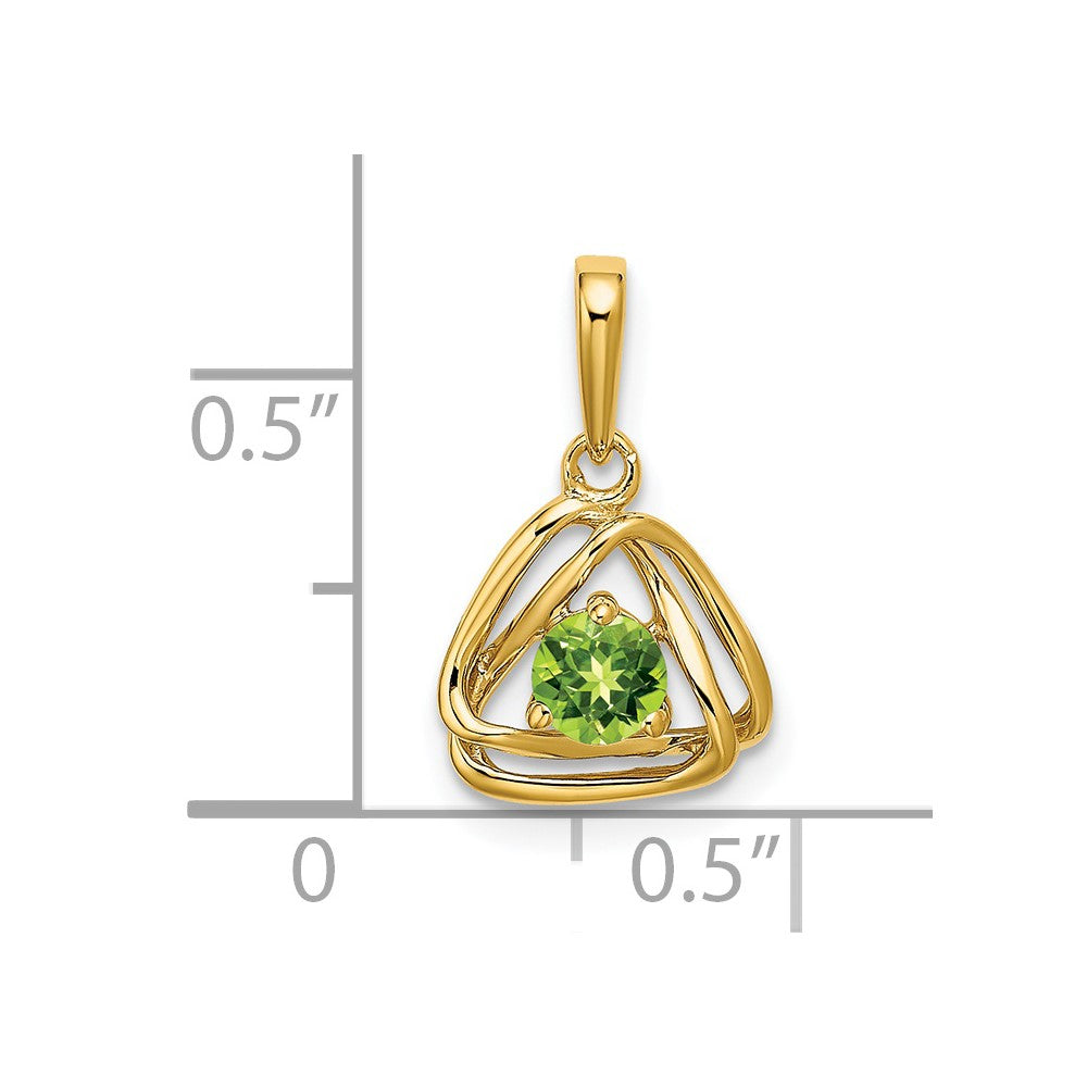 14k Peridot Triangle Pendant (0.95 grams)