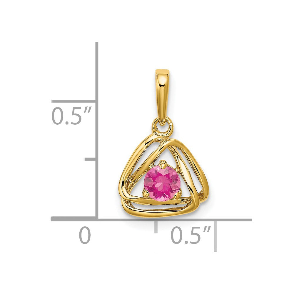 14k Pink Tourmaline Triangle Pendant (0.95 grams)