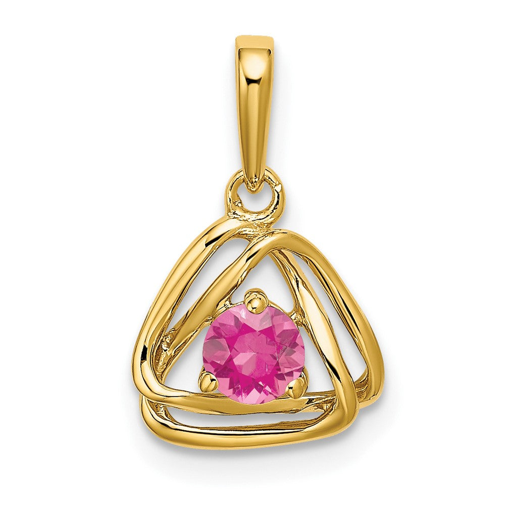 14k Pink Tourmaline Triangle Pendant (0.95 grams)