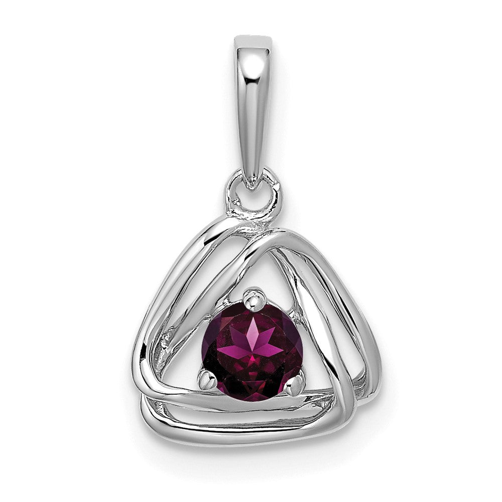 14k White Gold Rhodolite Garnet Triangle Pendant (0.95 grams)