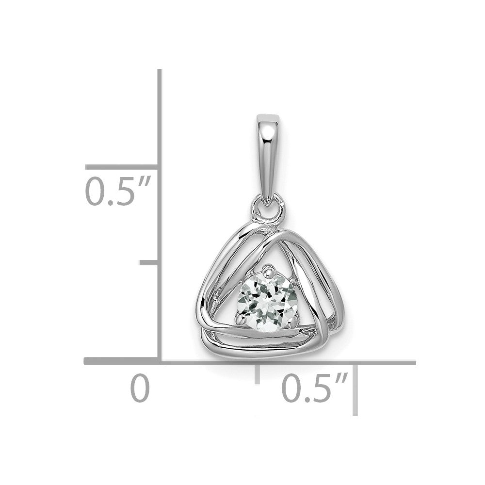 14k White Gold White Topaz Triangle Pendant (0.95 grams)