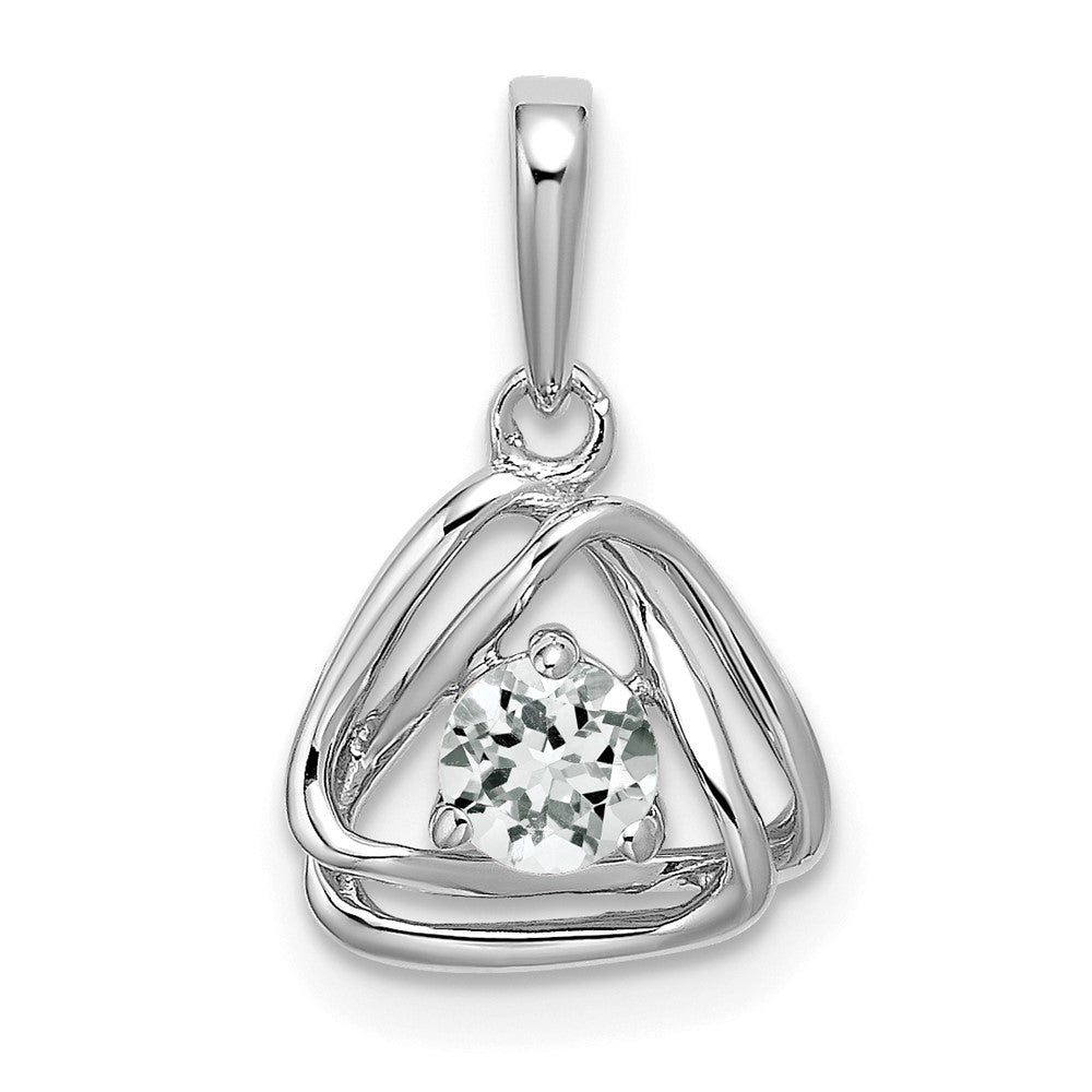 14k White Gold White Topaz Triangle Pendant (0.95 grams)