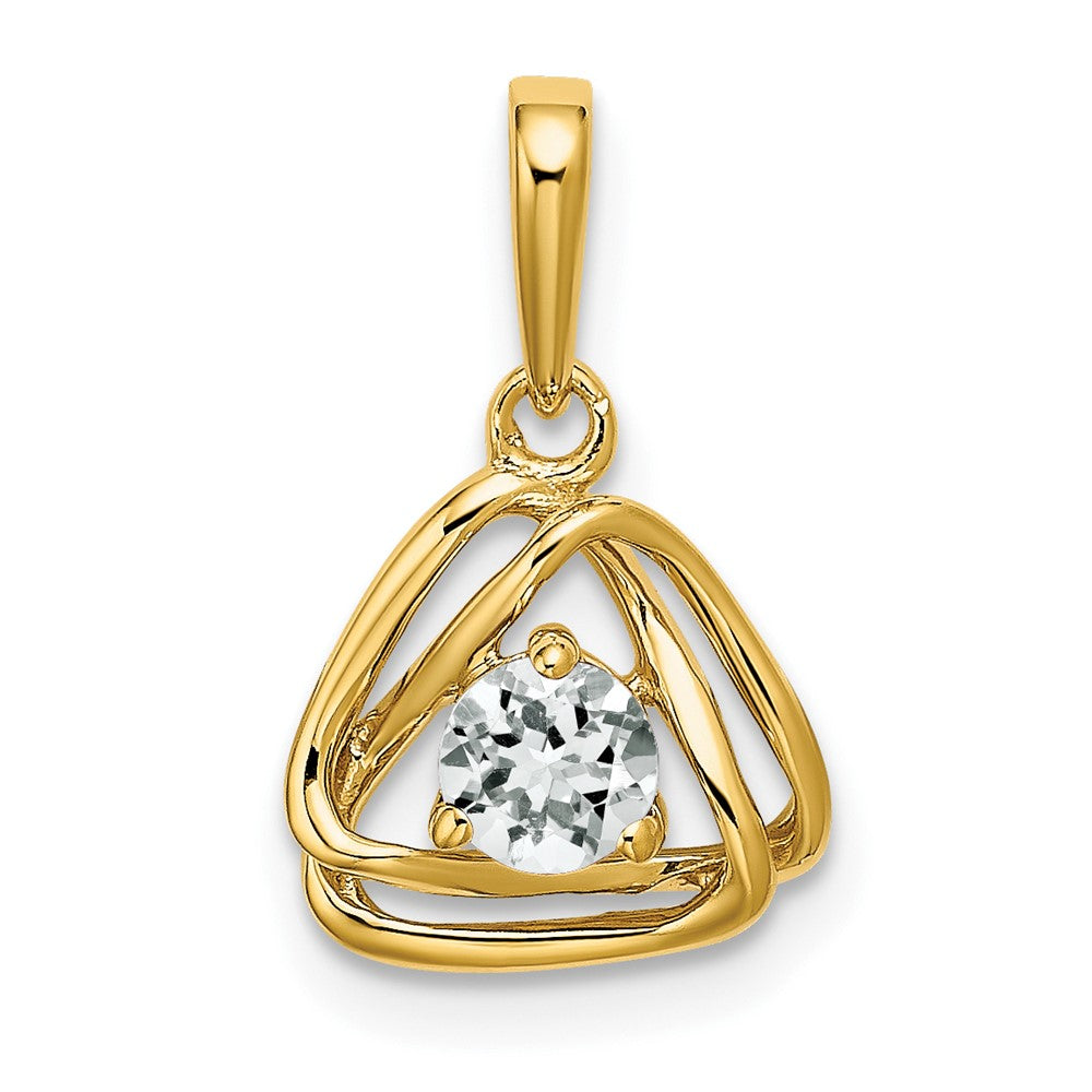 14k White Topaz Triangle Pendant (0.95 grams)