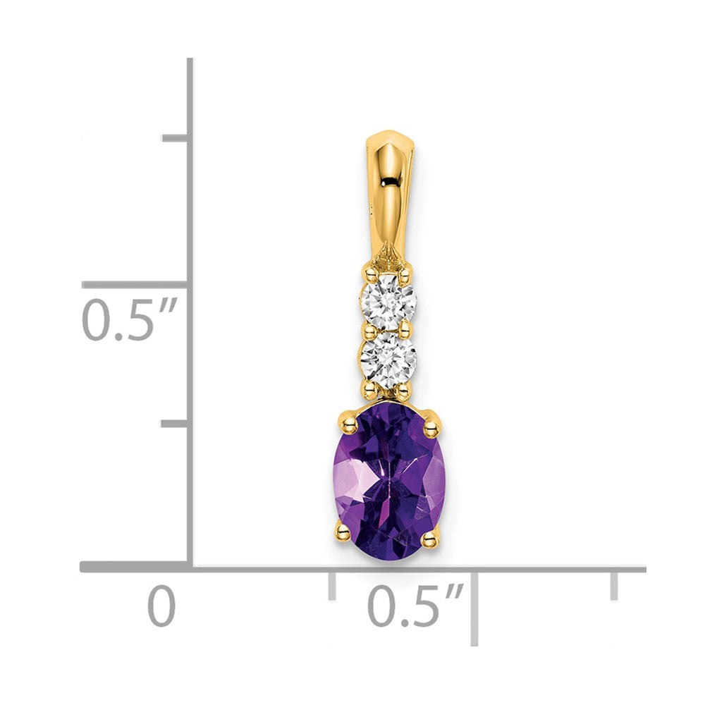 14K Oval Amethyst and Diamond Pendant (0.7 grams)