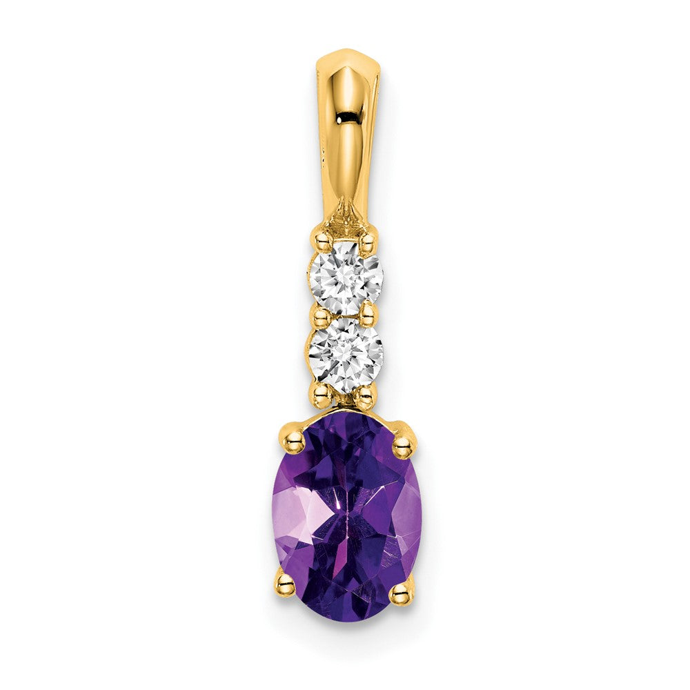 14K Oval Amethyst and Diamond Pendant (0.7 grams)