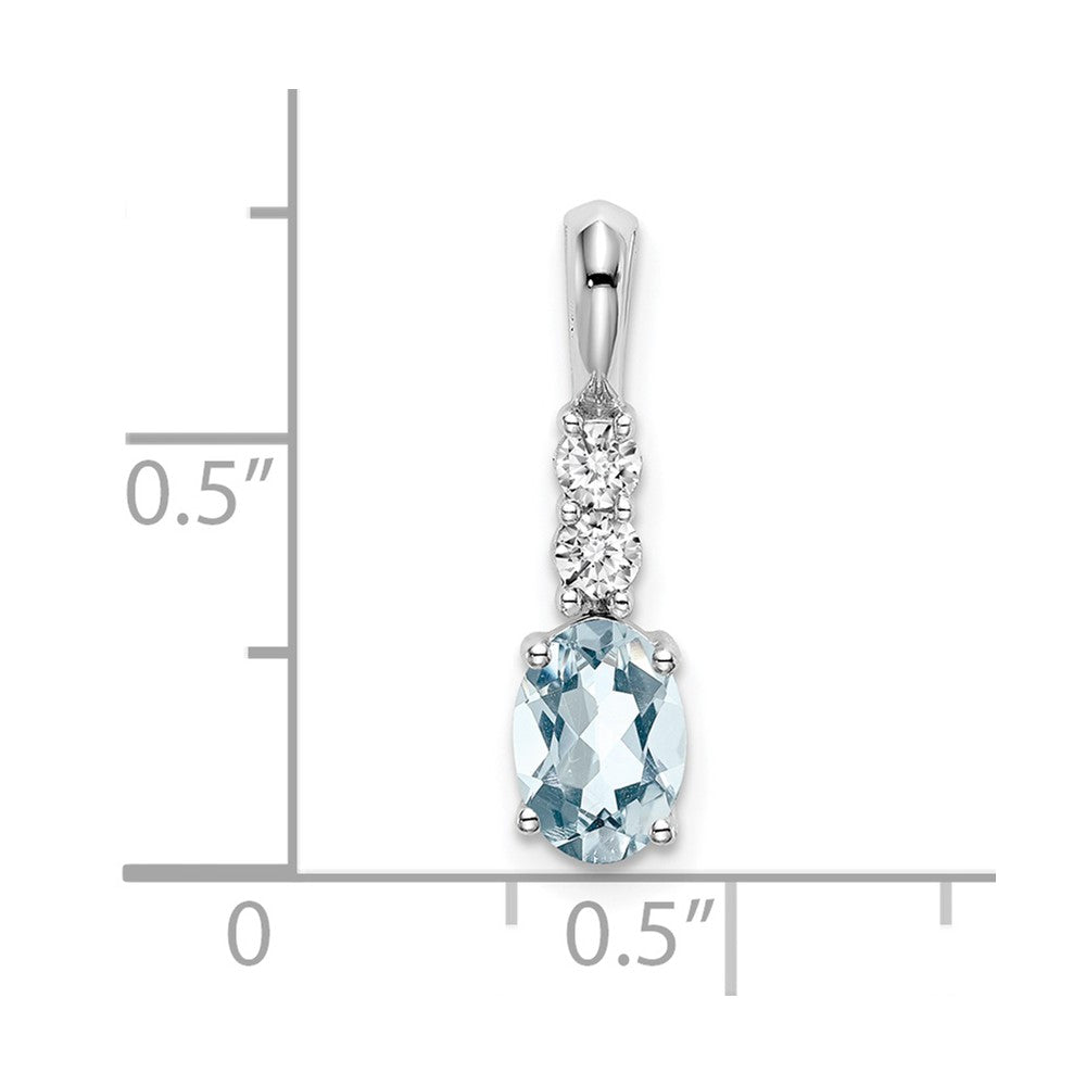 14k White Gold Oval Aquamarine and Diamond Pendant (0.7 grams)