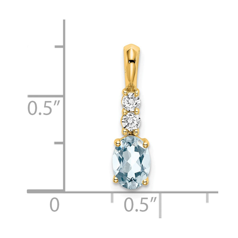 14K Oval Aquamarine and Diamond Pendant (0.7 grams)