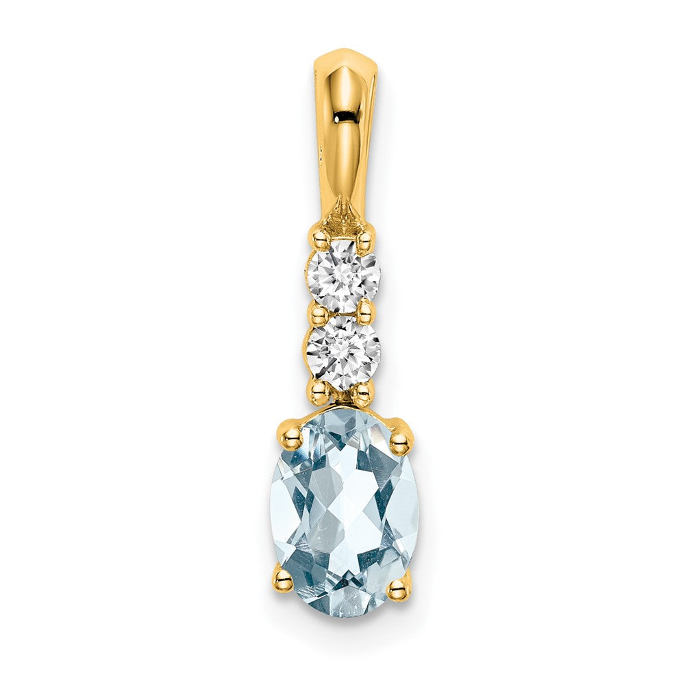 14K Oval Aquamarine and Diamond Pendant (0.7 grams)