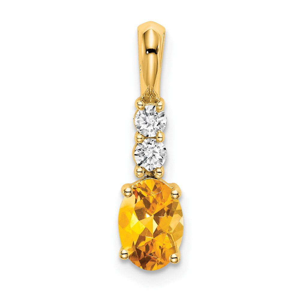 14K Oval Citrine and Diamond Pendant (0.7 grams)