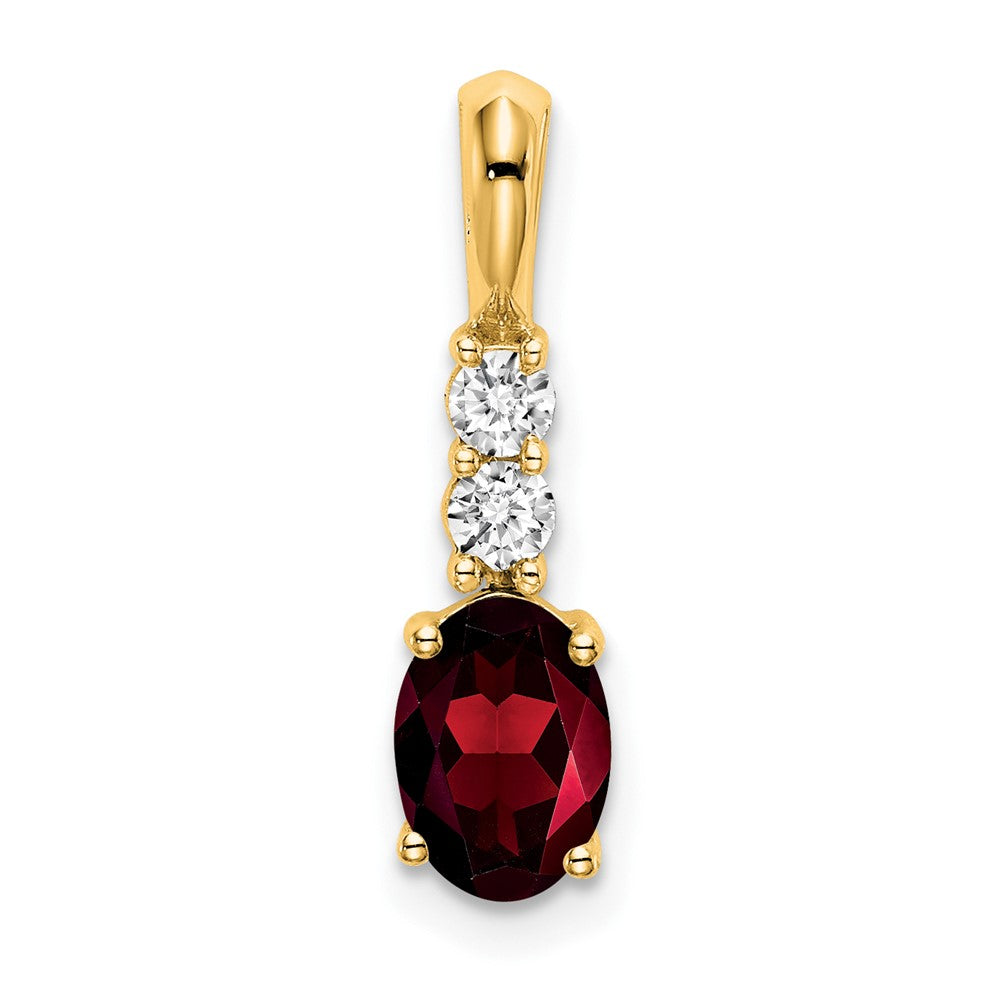 14K Oval Garnet and Diamond Pendant (0.7 grams)