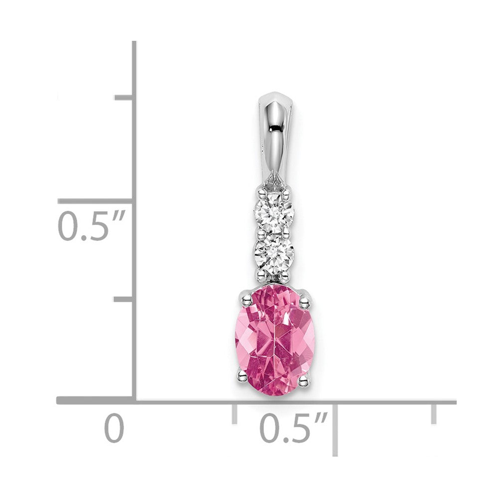 14k White Gold Oval Pink Tourmaline and Diamond Pendant (0.7 grams)