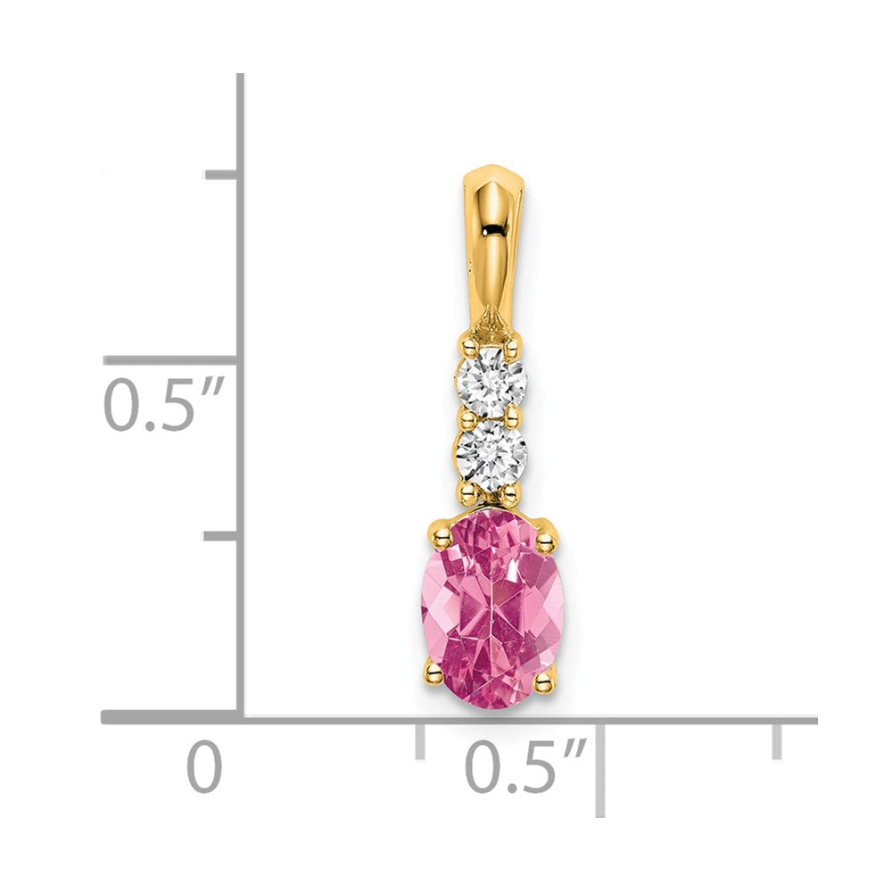 14K Oval Pink Tourmaline and Diamond Pendant (0.7 grams)