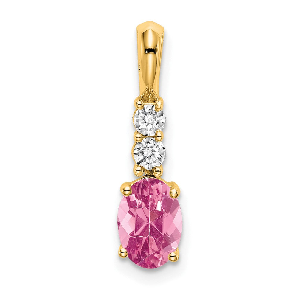 14K Oval Pink Tourmaline and Diamond Pendant (0.7 grams)
