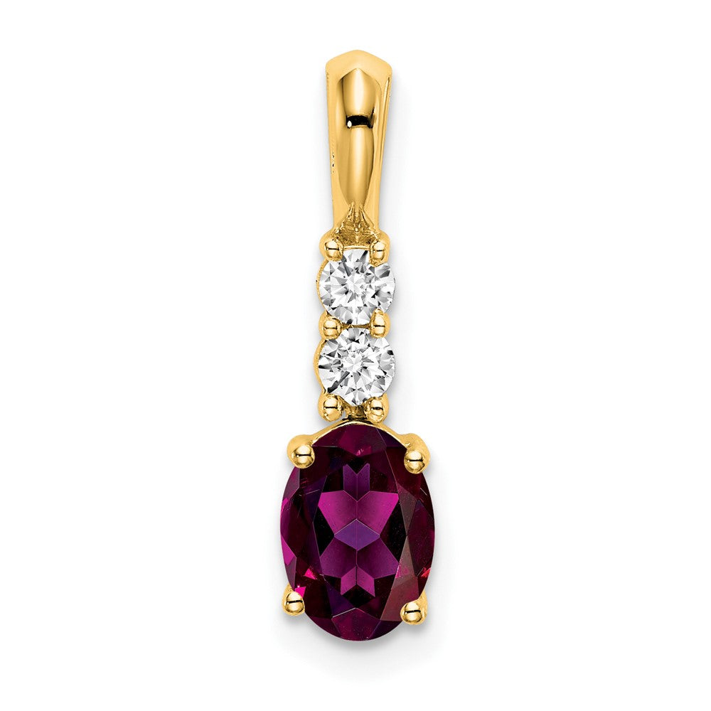 14K Oval Rhodolite Garnet and Diamond Pendant (0.7 grams)