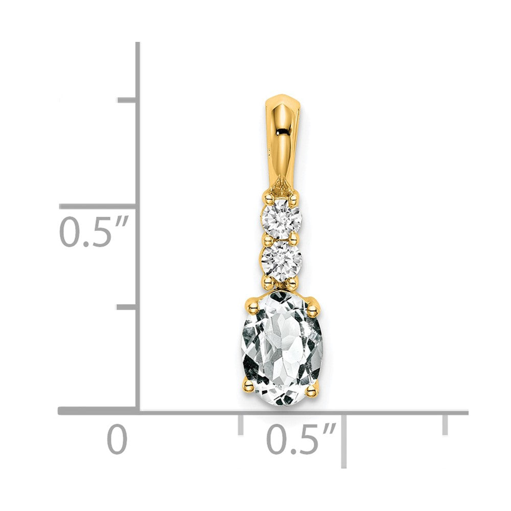 14K Oval White Topaz and Diamond Pendant (0.7 grams)
