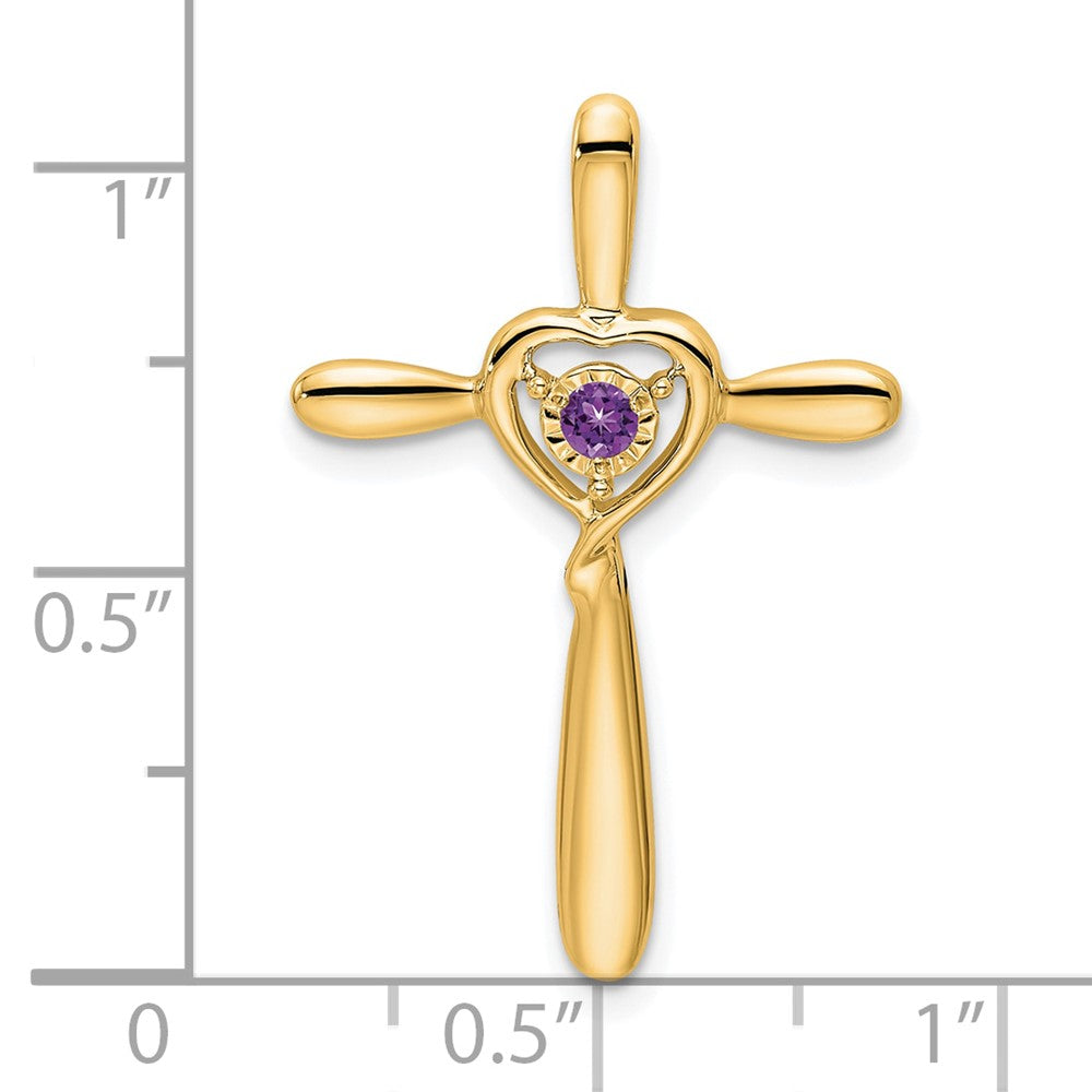 14k Amethyst Cross w/Heart Chain Slide (1.33 grams)