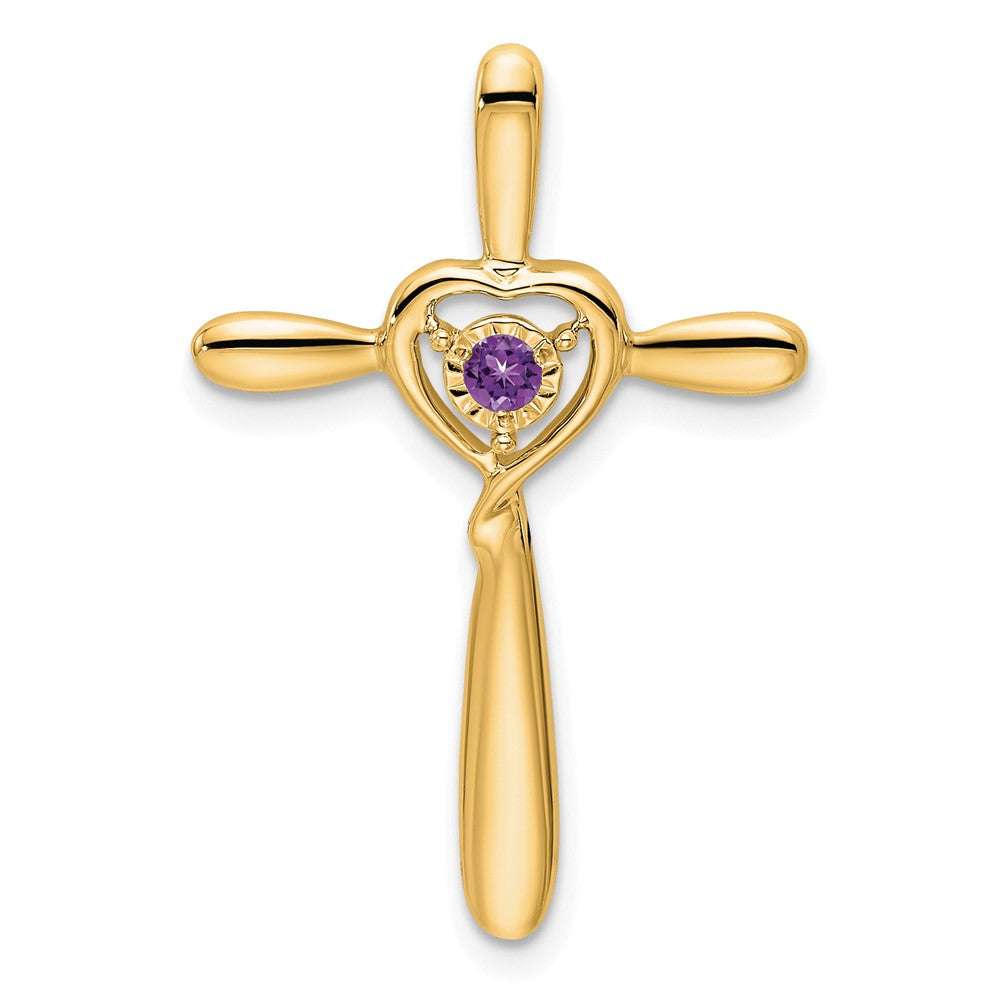 14k Amethyst Cross w/Heart Chain Slide (1.33 grams)