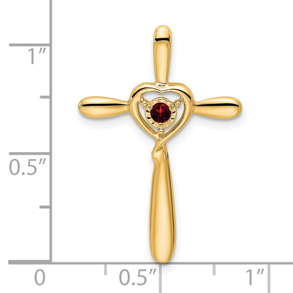 14k Garnet Cross w/Heart Chain Slide (1.33 grams)