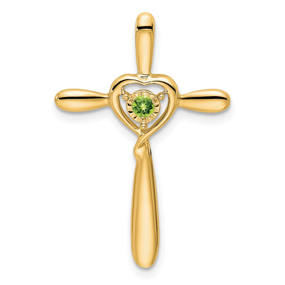 14k Peridot Cross w/Heart Chain Slide (1.33 grams)