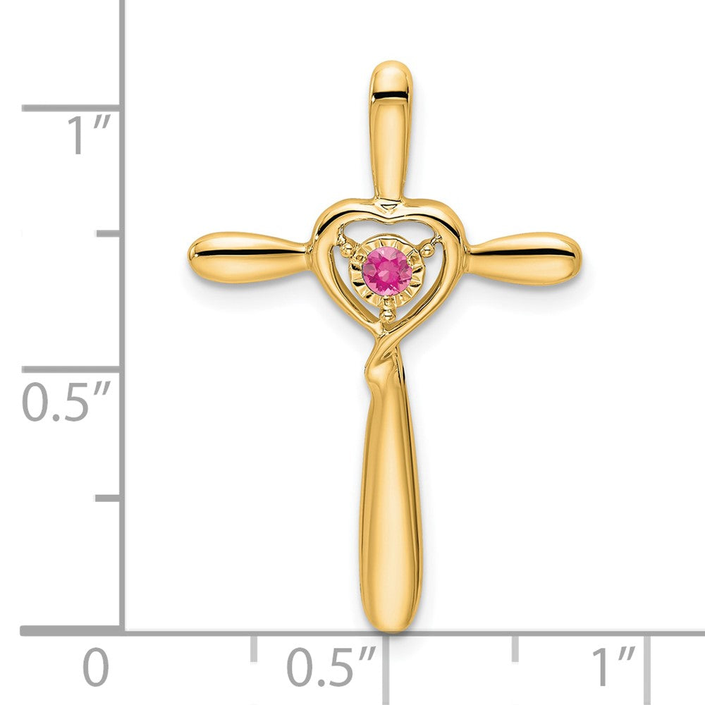 14k Pink Tourmaline Cross w/Heart Chain Slide (1.33 grams)