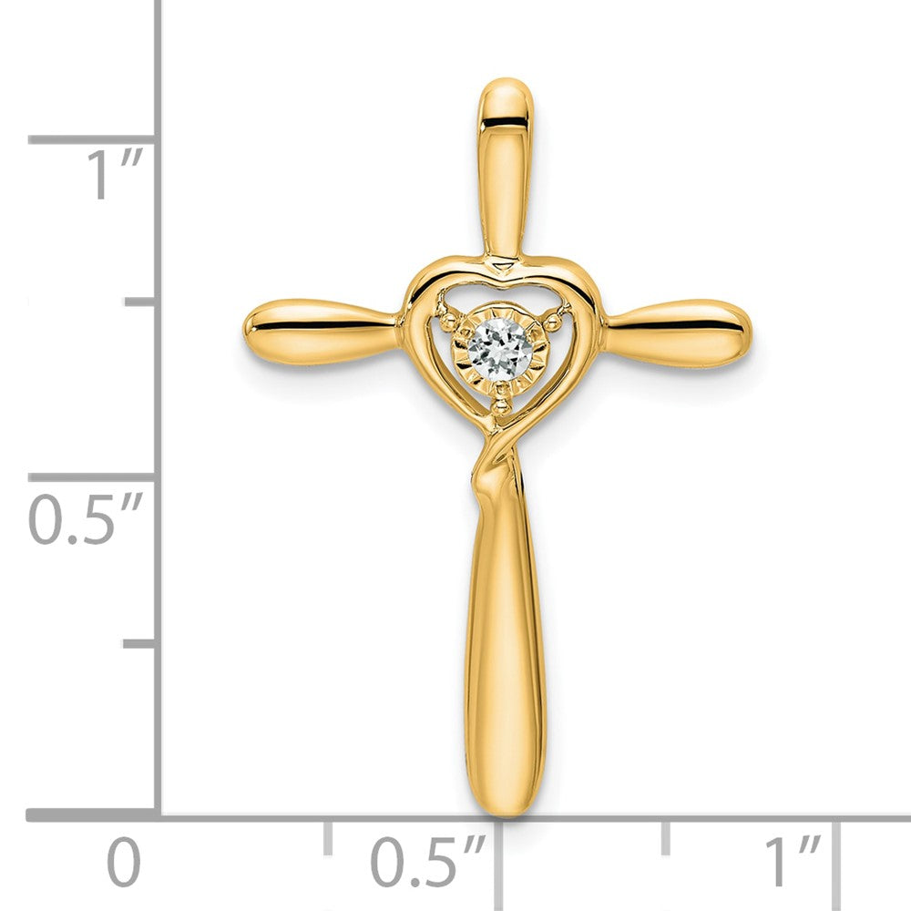 14k White Topaz Cross w/Heart Chain Slide (1.33 grams)